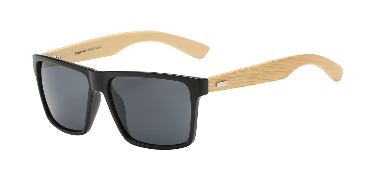 Casual Square Frame Bamboo Temple Sunglasses