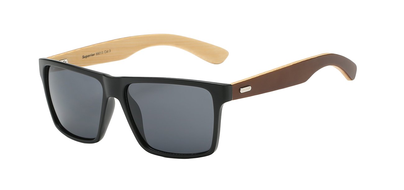 Casual Square Frame Bamboo Temple Sunglasses