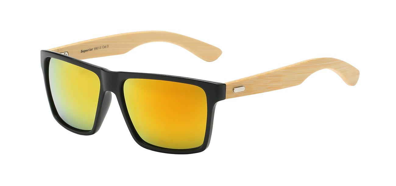 Casual Square Frame Bamboo Temple Sunglasses