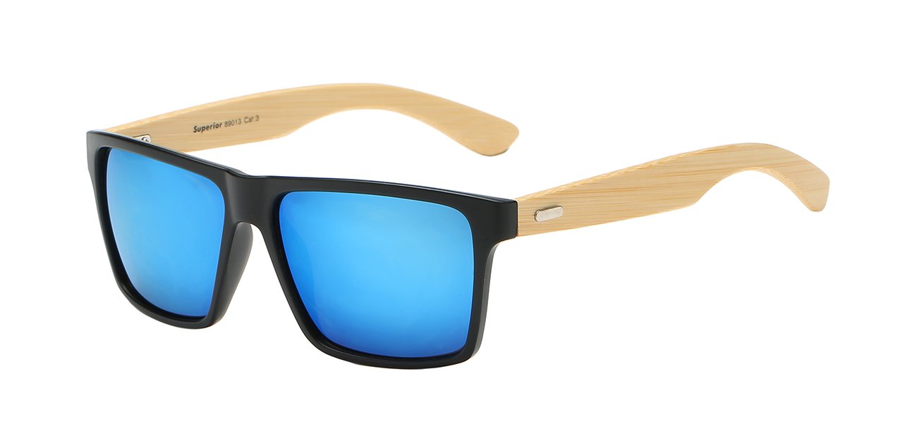 Casual Square Frame Bamboo Temple Sunglasses