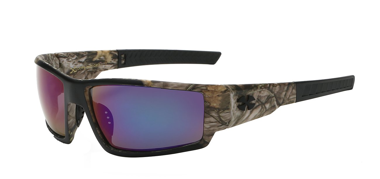 Xloop sport wrap sunglasses with camo printed temple lens