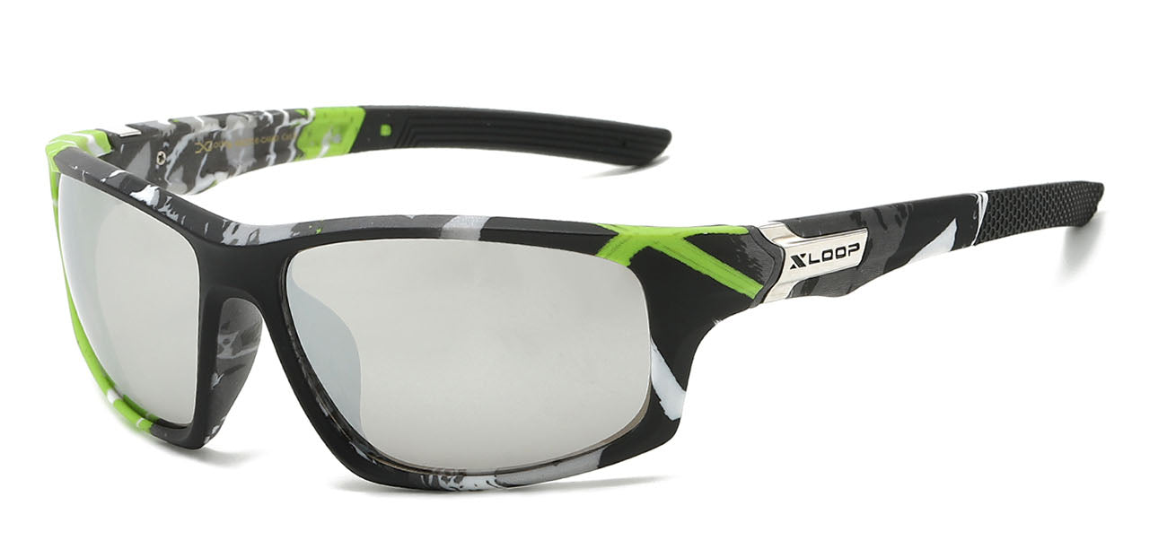 XLoop Camo Sports Sunglasses - Silver Mirror