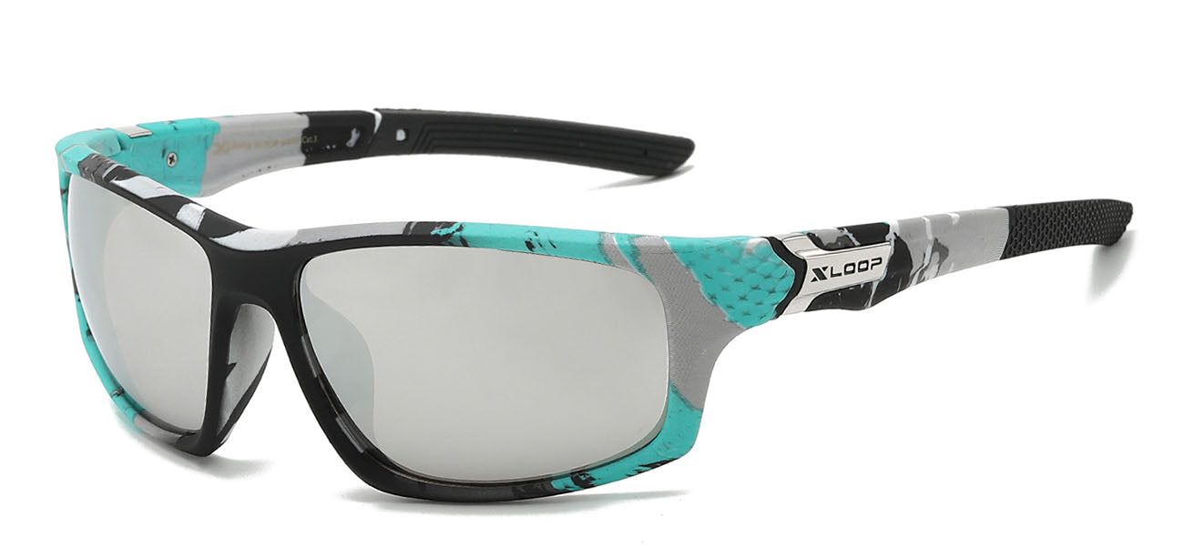 XLoop Camo Sports Sunglasses - Silver Mirror