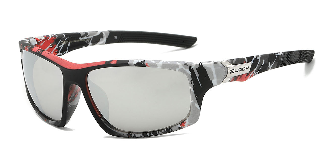 XLoop Camo Sports Sunglasses - Silver Mirror