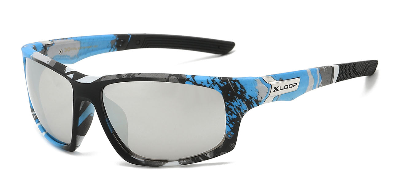 XLoop Camo Sports Sunglasses - Silver Mirror