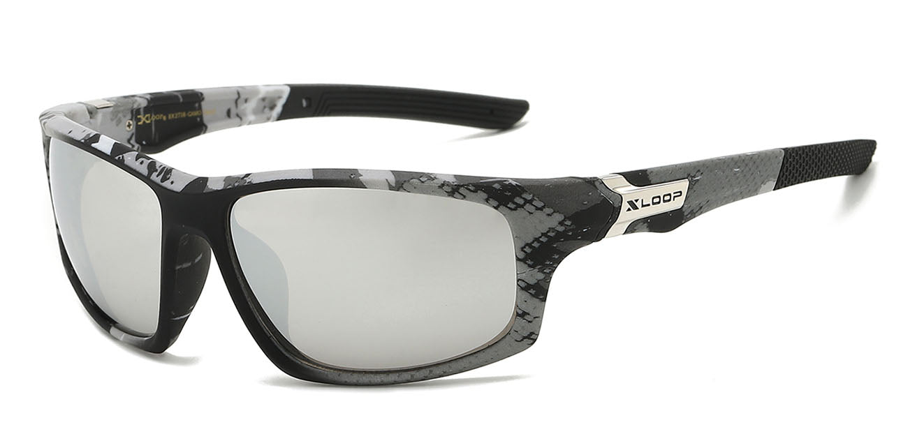 XLoop Camo Sports Sunglasses - Silver Mirror