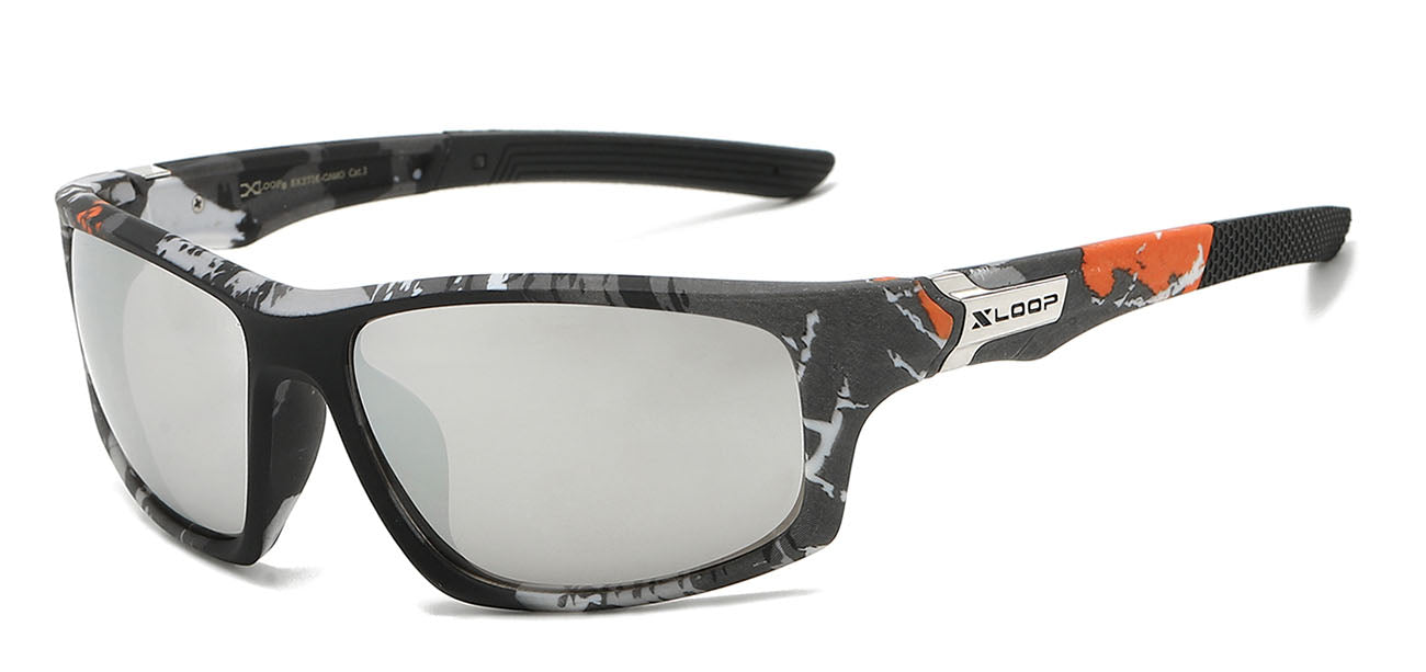 XLoop Camo Sports Sunglasses - Silver Mirror