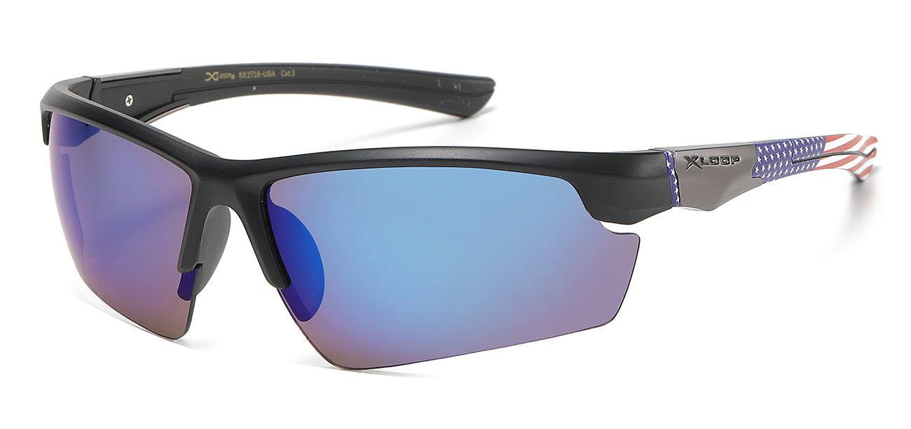 XLoop Sports Wrap Sunglasses - US Flag Temple