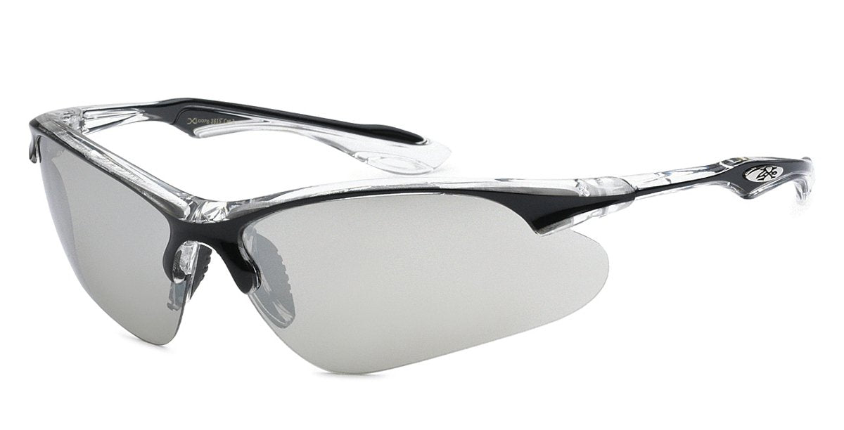 XLOOP CRYSTAL TWO TONE SPORTS WRAP SUNGLASSES