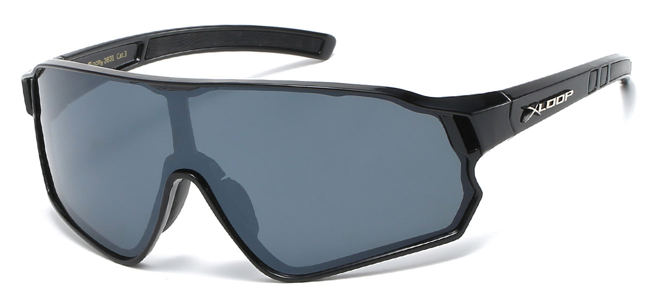 Xloop Athletic Wrap Sunglasses - Blue Tinted Shield Lens