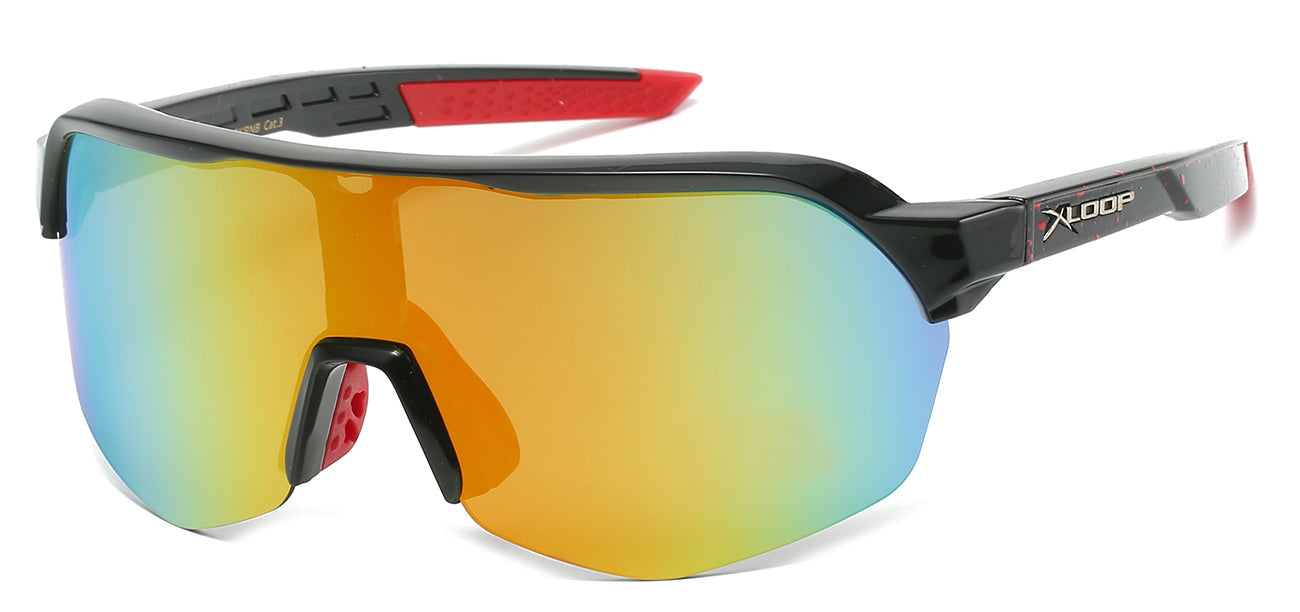 Xloop Athletic Wrap Sunglasses - Blue Tinted Shield Lens