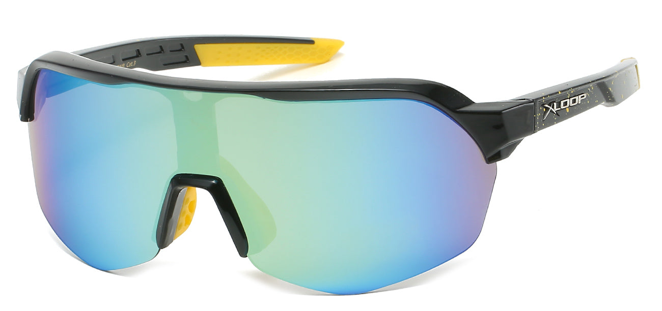 Xloop Athletic Wrap Sunglasses - Blue Tinted Shield Lens