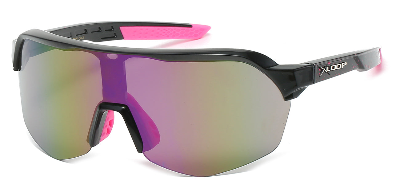 Xloop Athletic Wrap Sunglasses - Blue Tinted Shield Lens