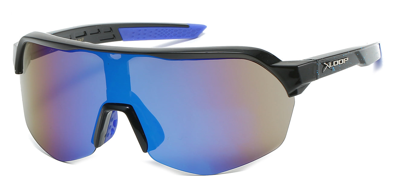 Xloop Athletic Wrap Sunglasses - Blue Tinted Shield Lens