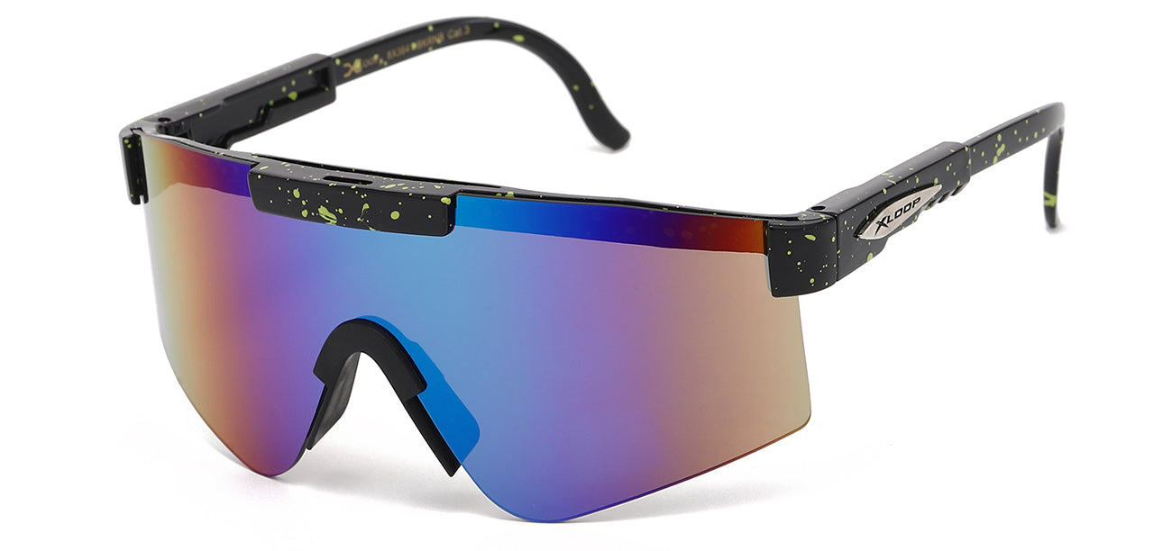 Xloop Athletic Wrap Sunglasses - Blue Tinted Shield Lens