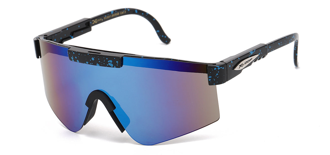 Xloop Athletic Wrap Sunglasses - Blue Tinted Shield Lens