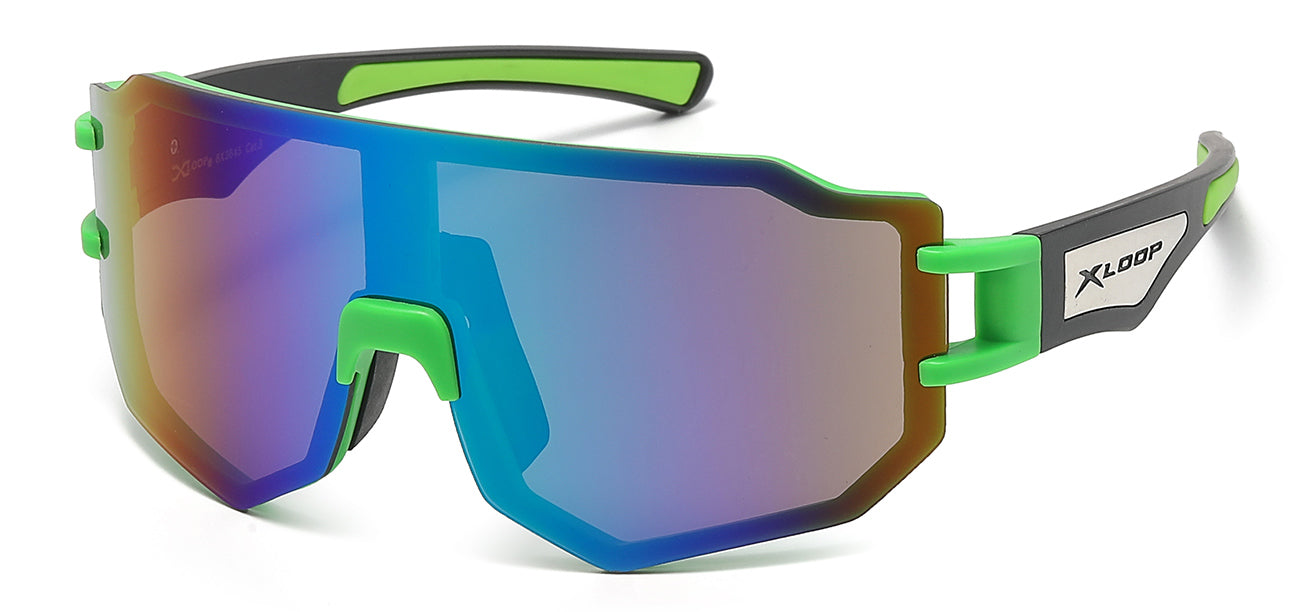 Xloop Athletic Wrap Sunglasses - Blue Tinted Shield Lens