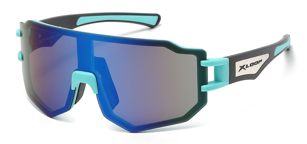 Xloop Athletic Wrap Sunglasses - Blue Tinted Shield Lens