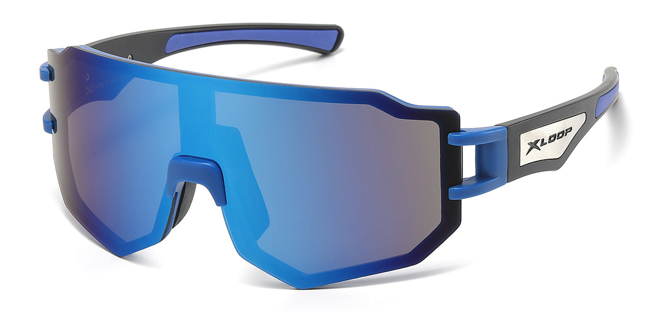 Xloop Athletic Wrap Sunglasses - Blue Tinted Shield Lens