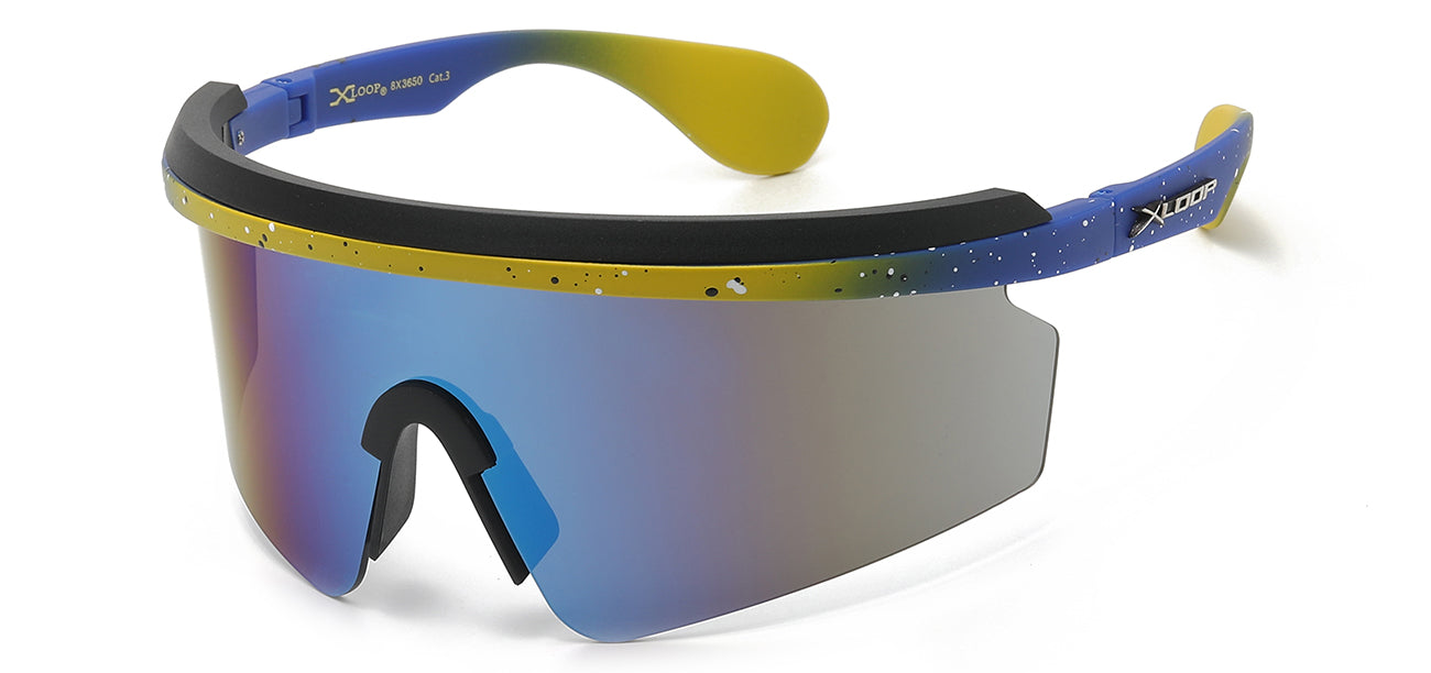 Xloop Athletic Wrap Sunglasses - Blue Tinted Shield Lens