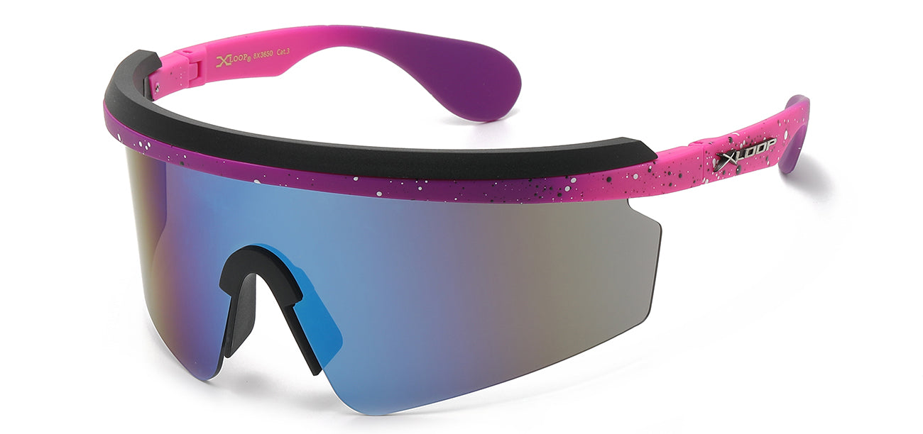 Xloop Athletic Wrap Sunglasses - Blue Tinted Shield Lens