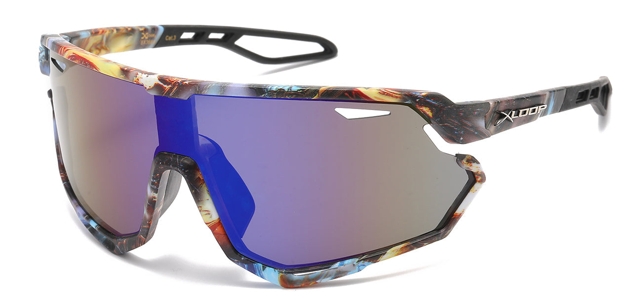 XLoop 8X3664 Sports Wrap Sunglasses - Mirror Lens