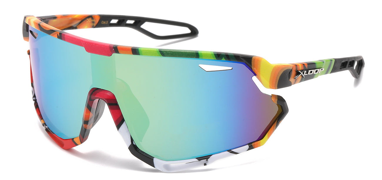 XLoop 8X3664 Sports Wrap Sunglasses - Mirror Lens