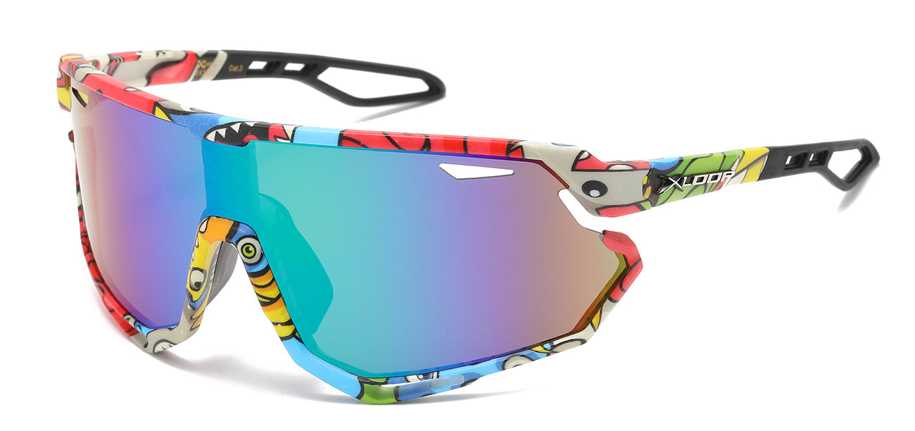 XLoop 8X3664 Sports Wrap Sunglasses - Mirror Lens