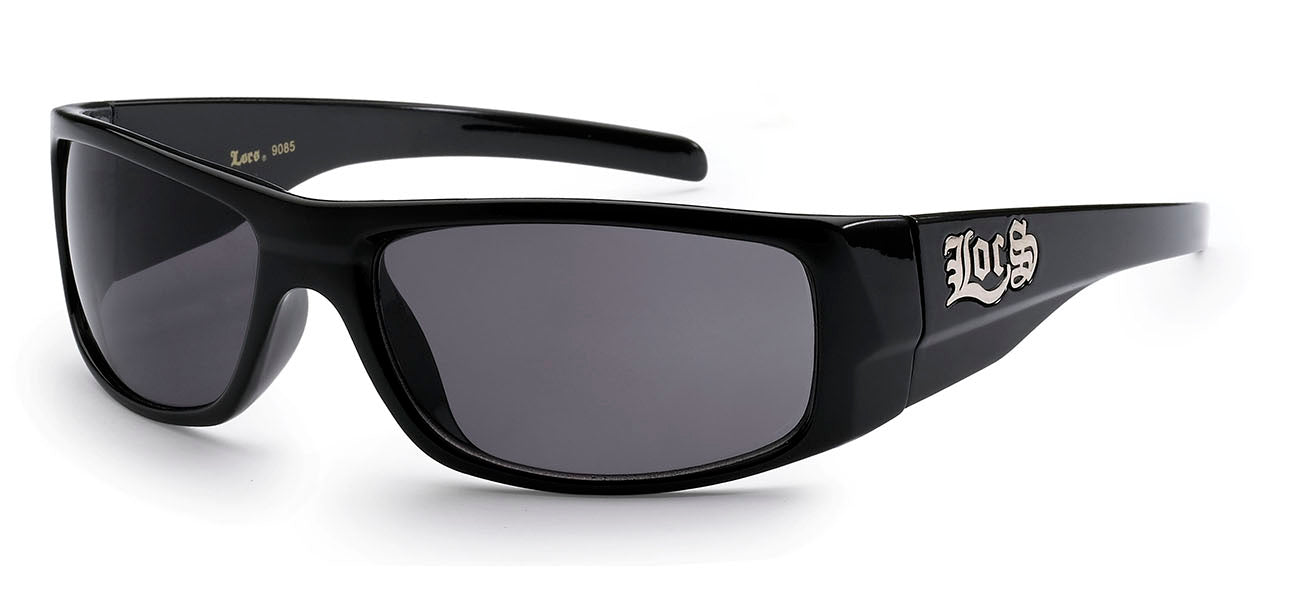 LOCS 8LOC9085-BK POLISHED BLACK MEN'S SUNGLASSES