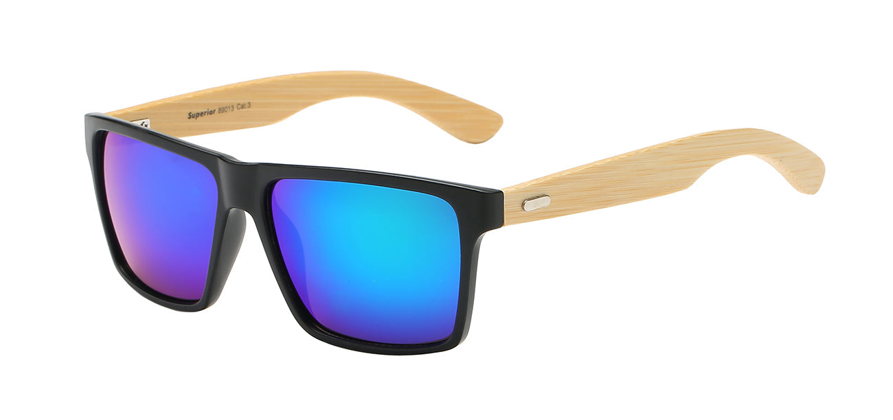 Casual Square Frame Bamboo Temple Sunglasses