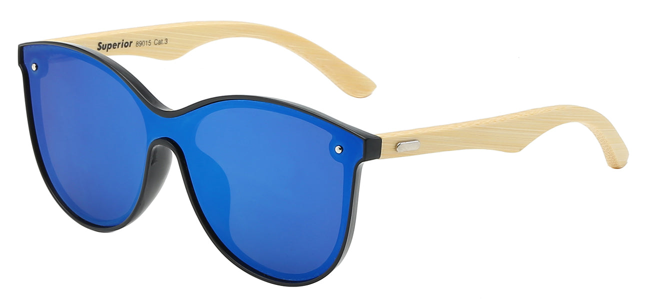 Fashionista Mirror Panel Bamboo Sunglasses