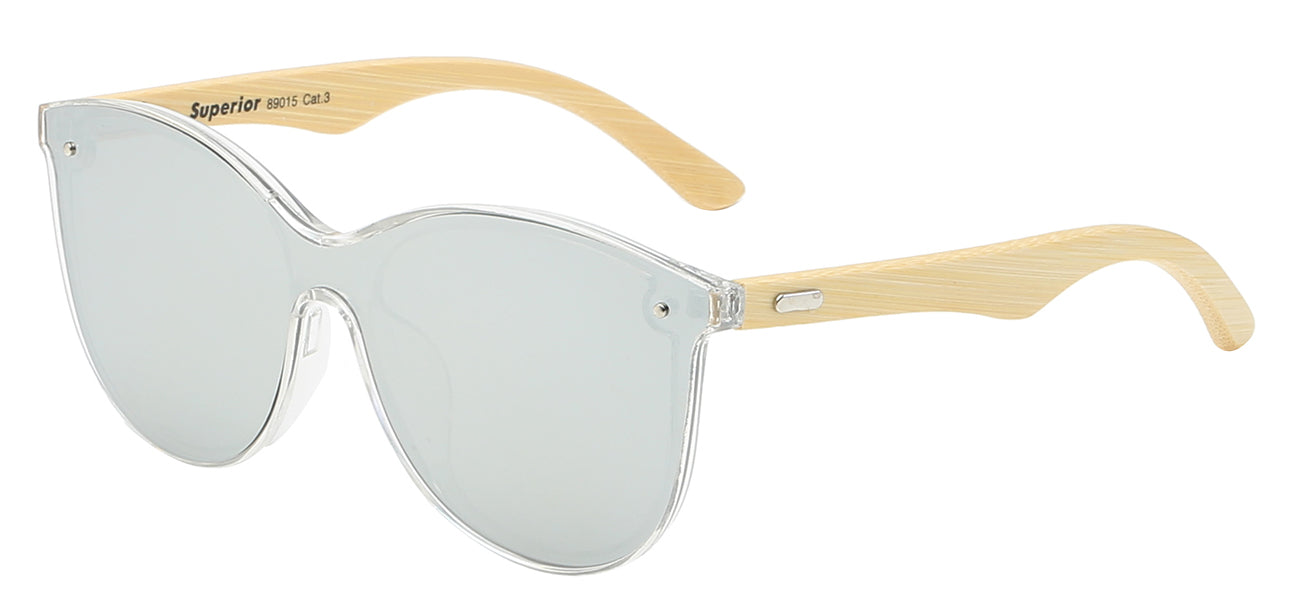 Fashionista Mirror Panel Bamboo Sunglasses