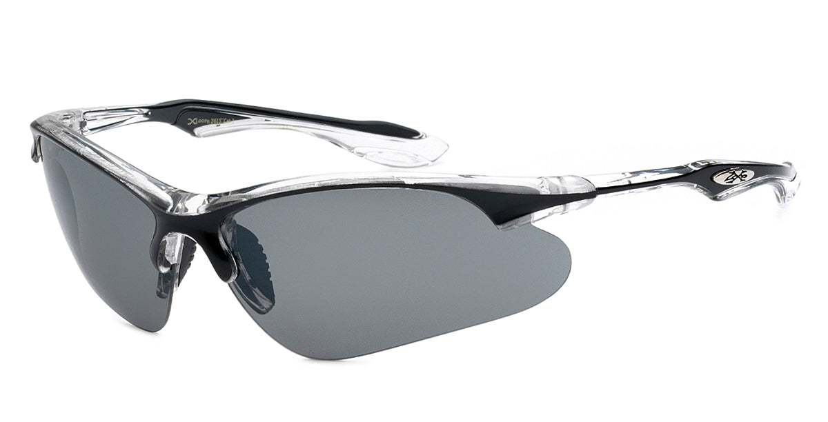 XLOOP CRYSTAL TWO TONE SPORTS WRAP SUNGLASSES