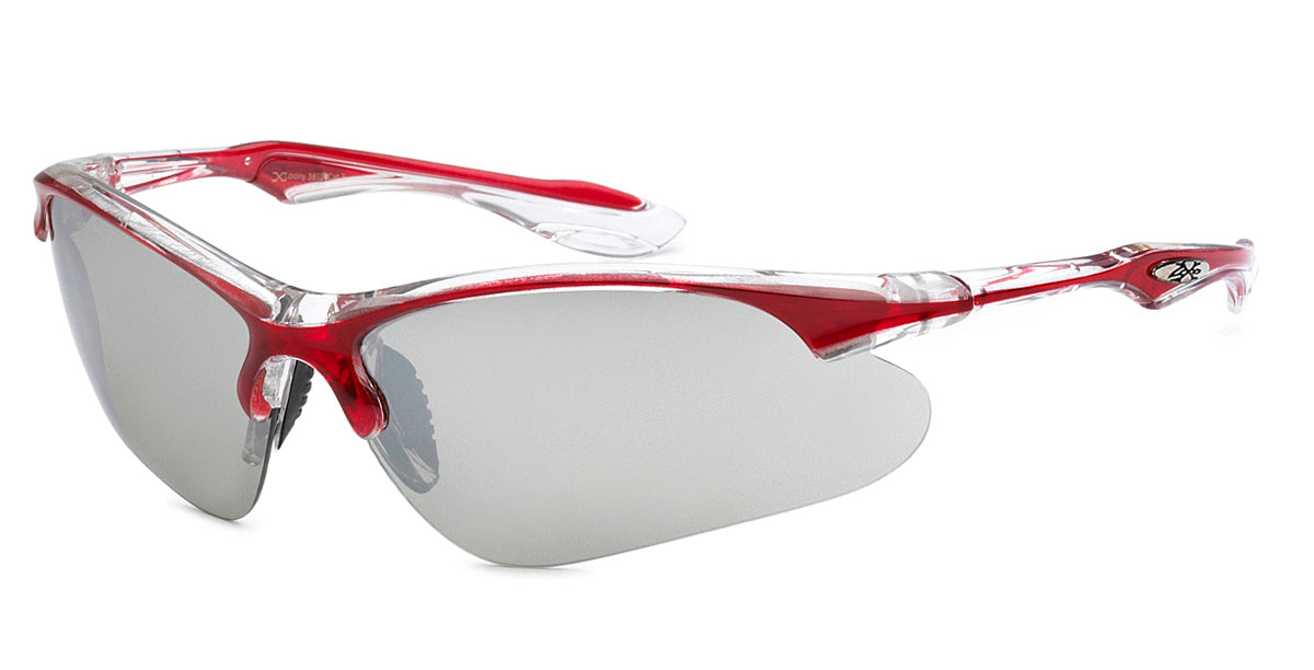 XLOOP CRYSTAL TWO TONE SPORTS WRAP SUNGLASSES