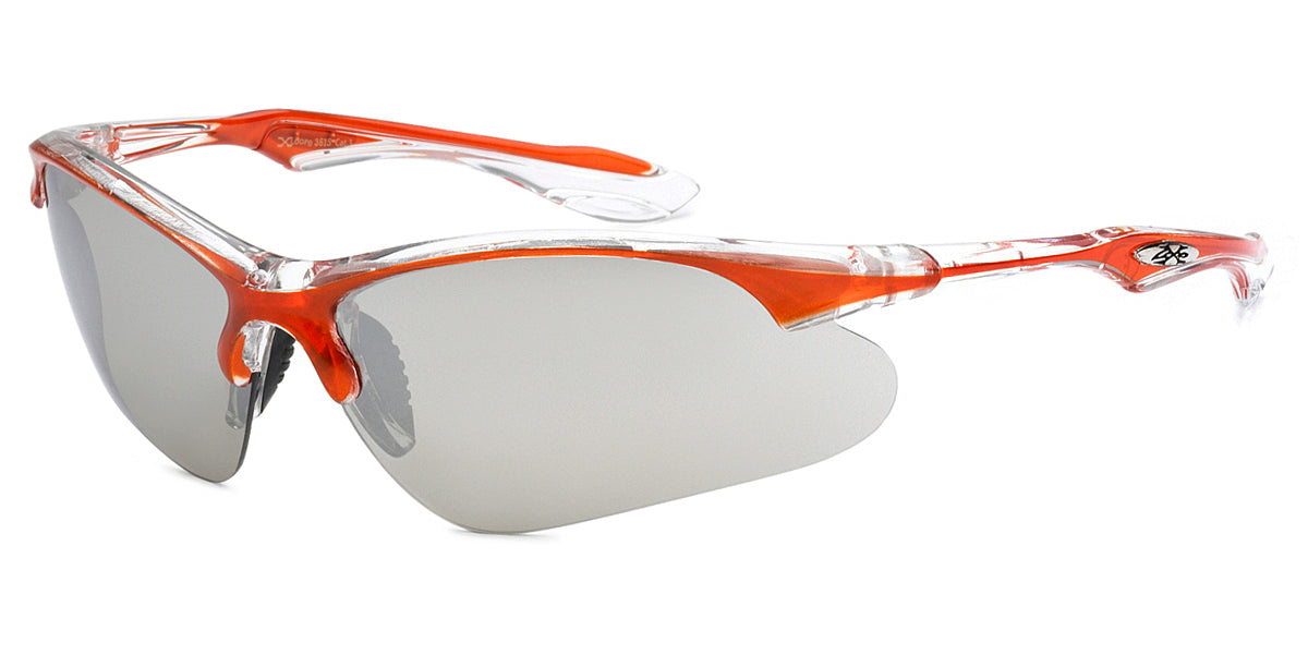 XLOOP CRYSTAL TWO TONE SPORTS WRAP SUNGLASSES