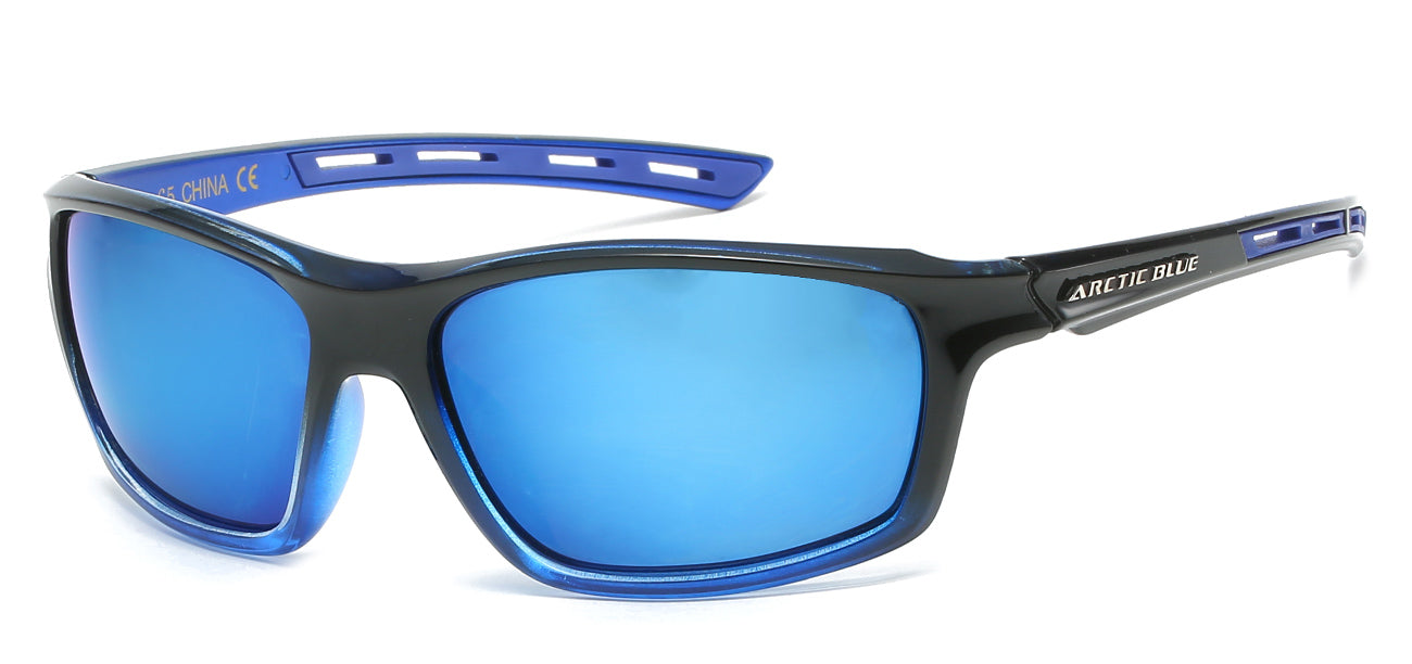 Arctic Blue Wrap Sunglasses - Two-Tone Frameless