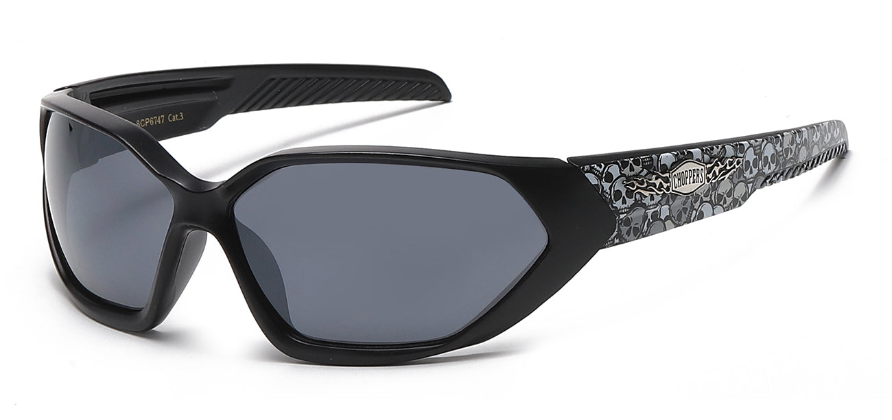 Chopper Skull Wrap Sunglasses - Smoke Lens