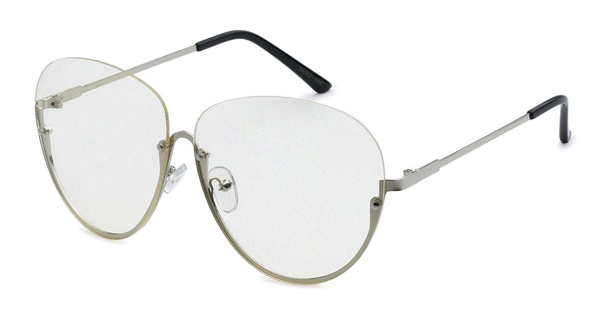 METAL HALF FRAME CLEAR LENS FASHION GLASSES