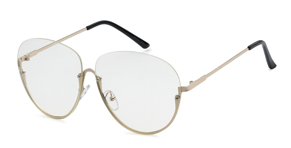 METAL HALF FRAME CLEAR LENS FASHION GLASSES