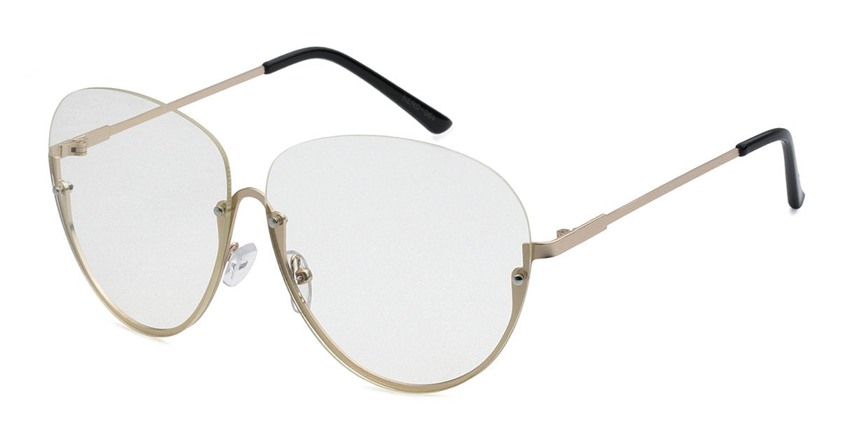 METAL HALF FRAME CLEAR LENS FASHION GLASSES