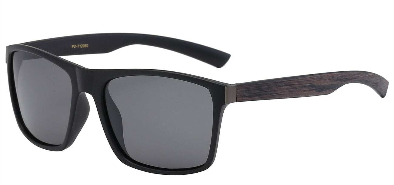 Contemporary Unisex Sunglasses Wood Grain Temple