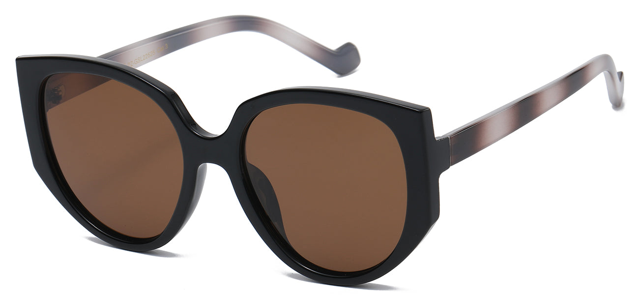 Crystal Striped Oval Sunglasses - Polarized Smoke/Brown Lens