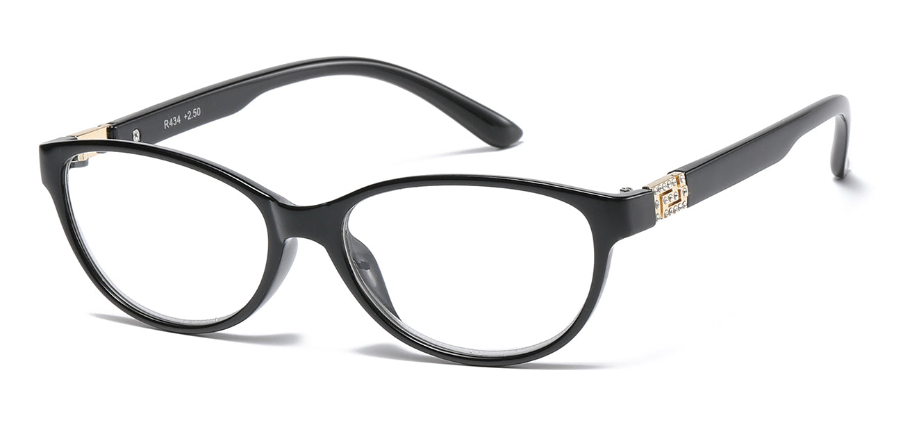 Black Oval Reading Glasses - Various Strengths