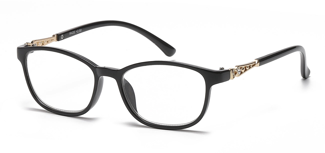 Black Oval Reading Glasses - Various Strengths