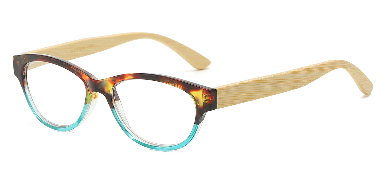 Bamboo Accent Round Reading Glasses - Bulk Dozen