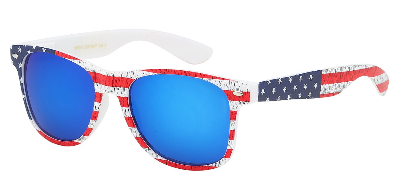 RETRO REWIND WHITE FRAME USA FLAG SUNGLASSES