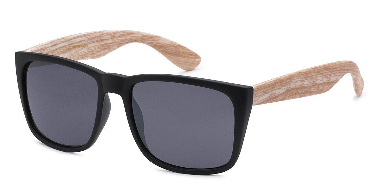 RETRO REWIND SQUARE WOOD GRAIN SUNGLASSES