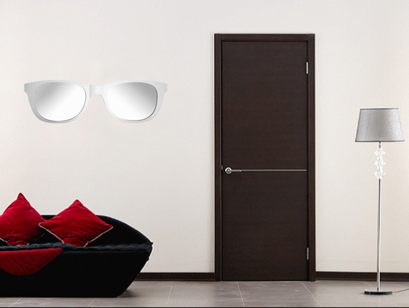 Oversized Retro Sunglasses  Mirror-02 Wall Mirror - White