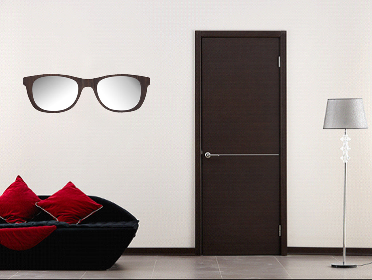 Oversized Retro Sunglasses Mirror-03 Wall Mirror - Dark Walnut