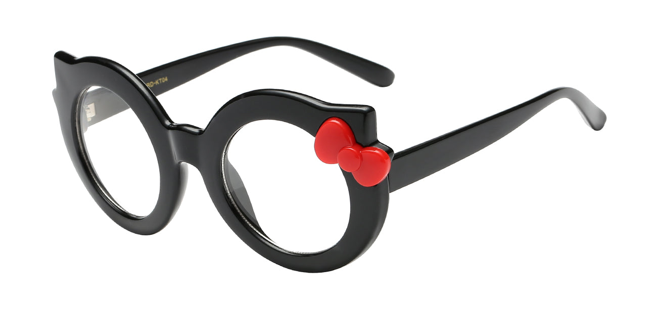 Cute Round Frame Kitty Bow Sunglasses